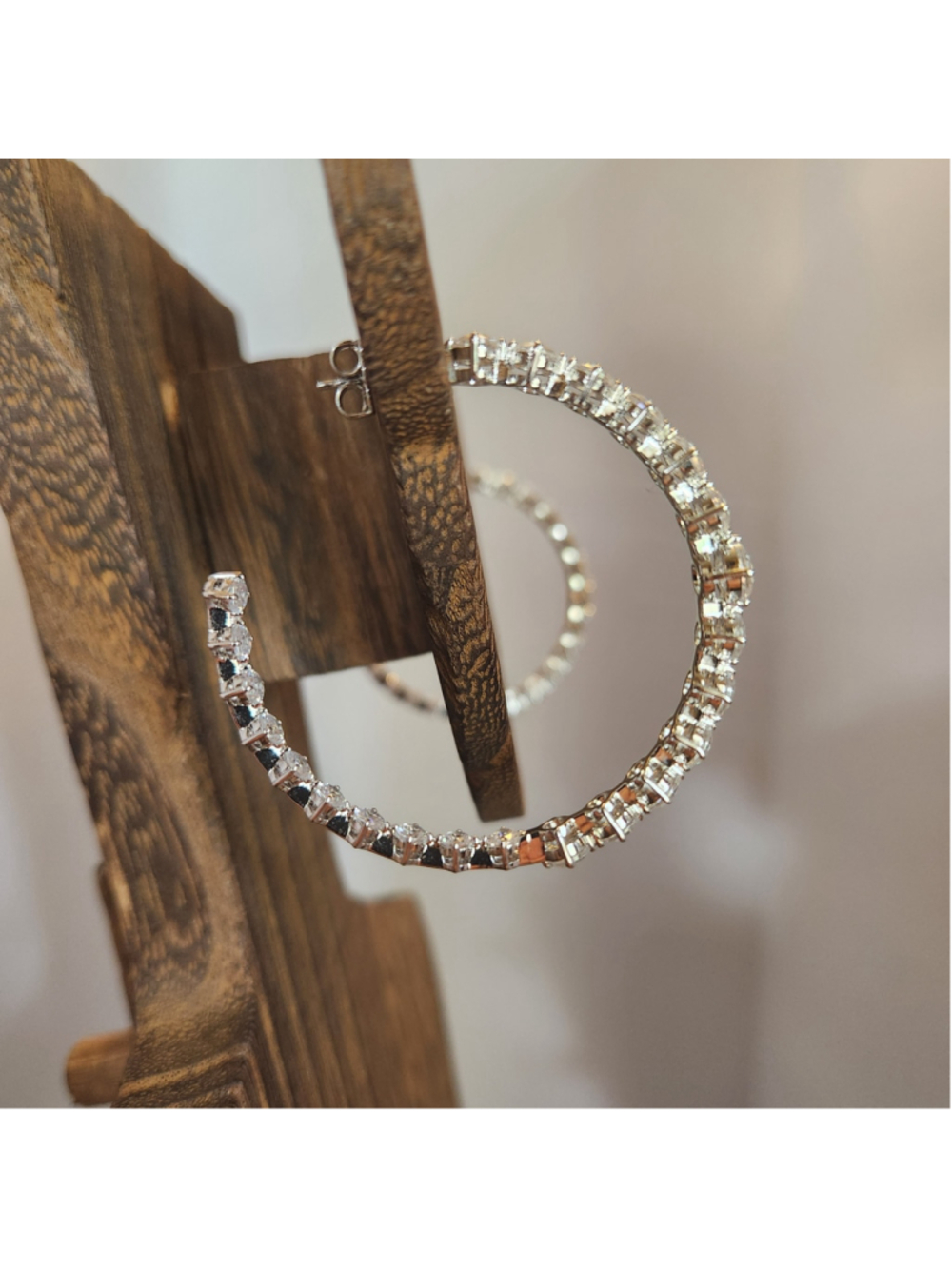 Eliot Danori Silver Hoop Earrings with White Crystals - Picture 10 of 13